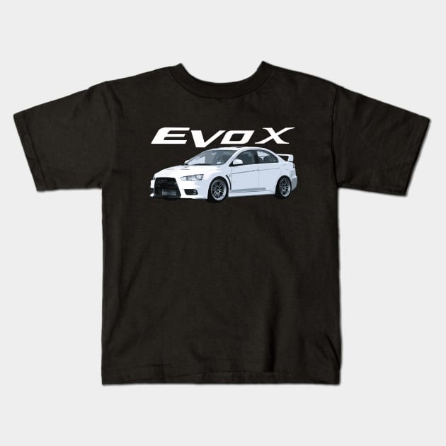 EVO X WICKED WHITE RPF1 STANCED Kids T-Shirt by cowtown_cowboy